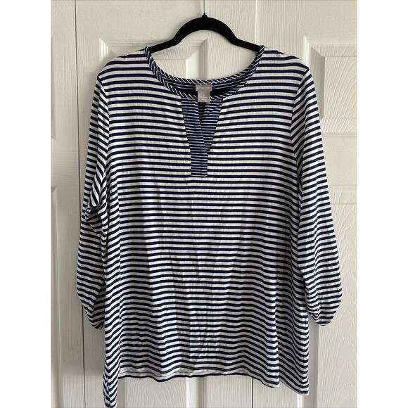Chicos 3‎ Womens XL Navy Striped Top - Picture 1 of 6